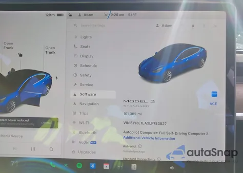 2020 Tesla Model 3 Standard Range Plus Rear-Wheel Drive/Standard Range Rear-Wheel Drive z USA, uszkodzony, nr VIN 5YJ3E1EA3LF783827